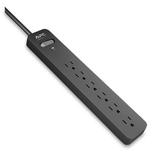 APC ESSENTIAL SURGEARREST SURGE PROTECTOR, 6 AC OUTLETS, 6 FT CORD, 1080 J, BLACK (2716162)