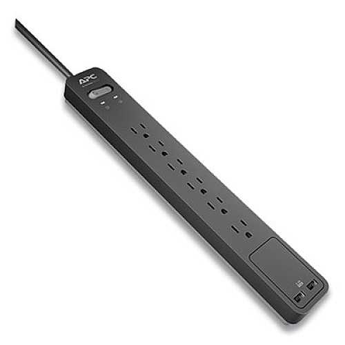 APC ESSENTIAL SURGEARREST SURGE PROTECTOR, 6 AC OUTLETS, 2 USB PORTS, 6 FT CORD, 1080 J, BLACK (2716164)