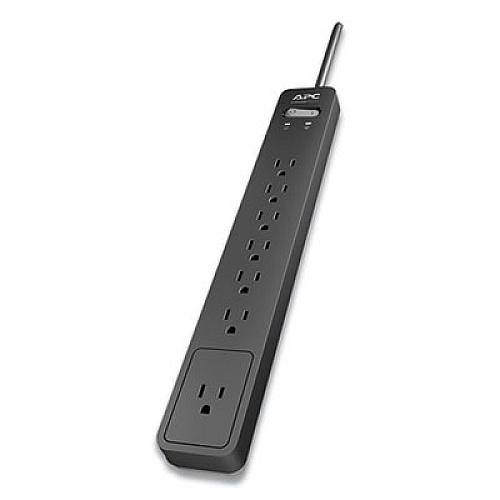 APC ESSENTIAL SURGEARREST SURGE PROTECTOR, 7 AC OUTLETS, 6 FT CORD, 1440 J, BLACK (2716185)