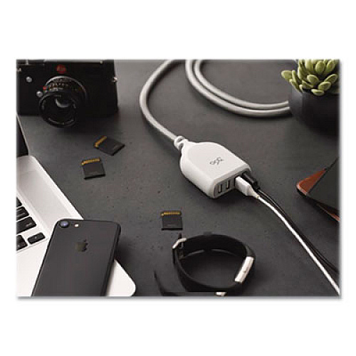 360 Electrical Harmony Collection Braided USB Extension Charging Cable, 6 ft, Tungsten (360623)