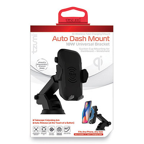 Tzumi WIRELESS CHARGING AUTO DASHBOARD MOUNT, QI WIRELESS CHARGING, BLACK (2846166)