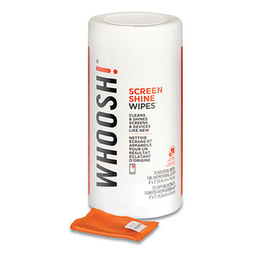 Whoosh! SCREEN SHINE WIPES, INCLUDES 4 X 3 MICROFIBER CLOTH, 70/PACK (24308771)