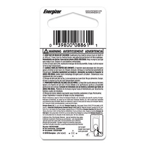 Energizer 2016 Lithium Coin Battery, 3 V (ECR2016BP)