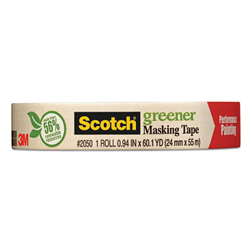 Scotch Greener Masking Tape 2050, 3" Core, 0.94" x 60 yds, Beige (205024A)