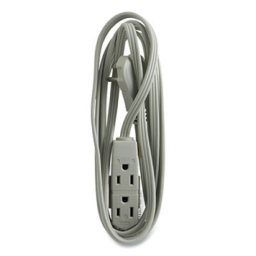 GE Three Outlet Power Strip, 8 ft Cord, Gray (5055243027)