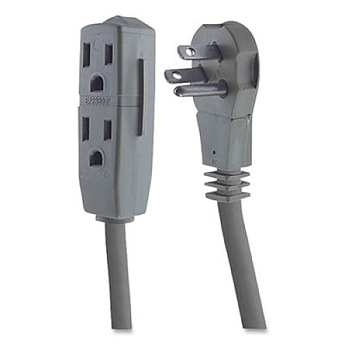 GE Three Outlet Power Strip, 8 ft Cord, Gray (5055243027)