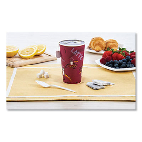 SOLO Paper Hot Drink Cups in Bistro Design, 16 oz, Maroon, 1,000/Carton (316SI)