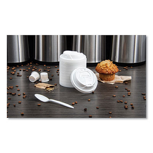 Dart Optima Reclosable Lid, Fits 12 oz to 24 oz Hot Cups, Plastic, White, 100/Pack (16RCLPK)