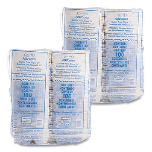 Dart Foam Hinged Lid Containers, 3 Compartments, 8.38 x 7.78 x 3.25, 200/Carton (85HT3R)