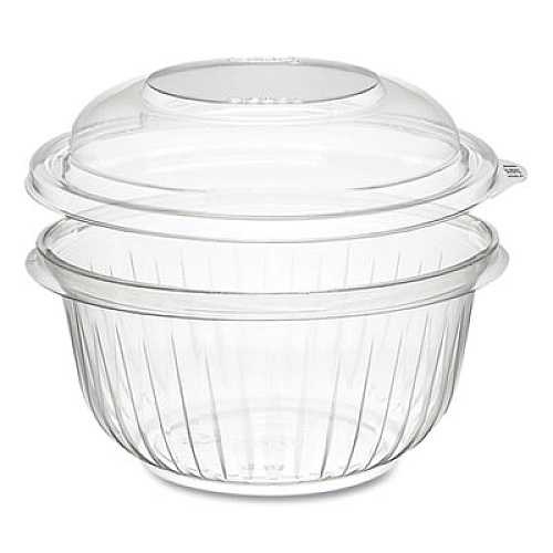 Dart PresentaBowls Bowl/Lid Combo-Paks, 16 oz, 5.38" Diameter x 2.6" h, Clear, Plastic, 63/Pack, 4 Pack/Carton (PET16BCD)
