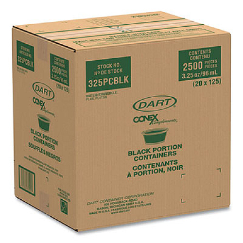 Dart Conex Complements Portion/Medicine Cups, 3.25 oz, Plastic, Black, 125/Bag, 20 Bags/Carton (325PCBLK)