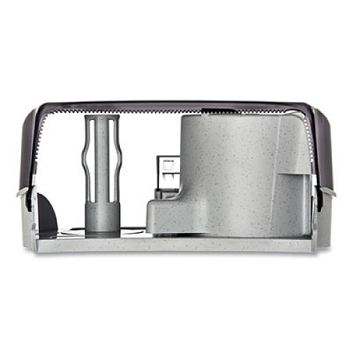 San Jamar Versatwin Standard Bath Tissue Dispenser, Classic, 8 x 5.75 x 12.75, Transparent Black Pearl (R3600TBK)