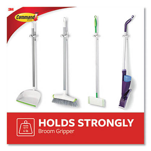 Command BROOM GRIPPER, 3.12W X 1.85D X 3.34H, WHITE/GRAY, 2 GRIPPERS/4 STRIPS (2363842)