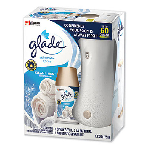 Glade AUTOMATIC AIR FRESHENER STARTER KIT, SPRAY UNIT AND REFILL, CLEAN LINEN, 6.2 OZ (310916KT)