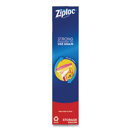Ziploc Double Zipper Storage Bags, 1 gal, 1.75 mil, 9.6" x 12.1", Clear, 228/Carton (314467)