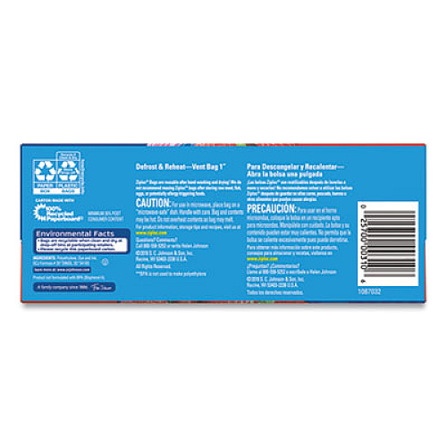 Ziploc Double Zipper Storage Bags, Triple System Seal, Quart, 9.63" x 8.5", Clear, 48/Box (314469BX)