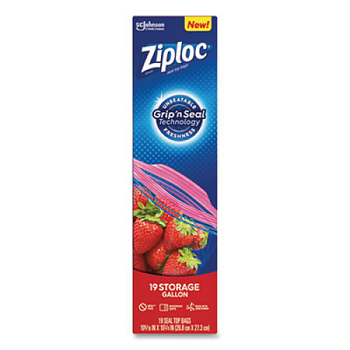 Ziploc Double Zipper Storage Bags, 1 gal, 1.75 mil, 9.6" x 12.1", Clear, 228/Carton (314467)