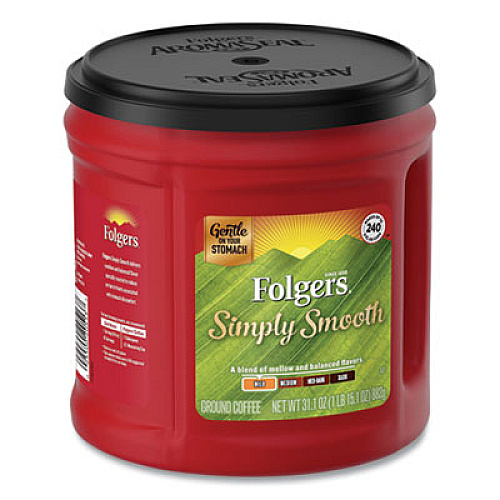 Folgers Coffee, Simply Smooth, 31.1 oz Canister, 6/Carton (20513CT)