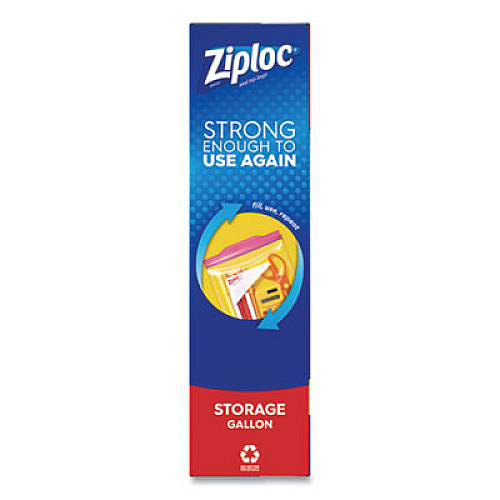 Ziploc Double Zipper Storage Bags, 1 gal, 1.75 mil, 10.56" x 10.75", Clear, 38/Box (314470BX)