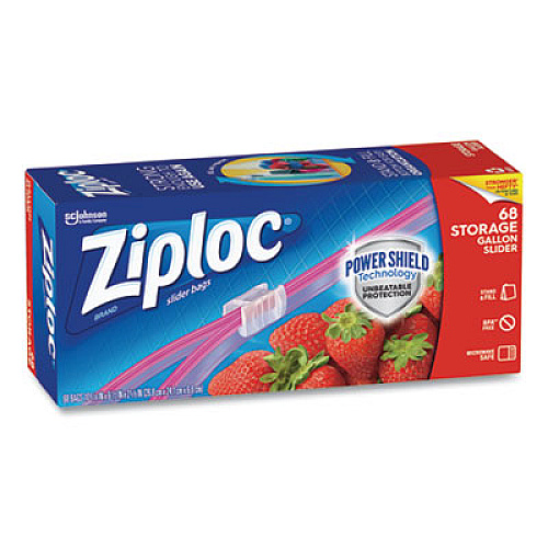 Ziploc SLIDER STORAGE BAGS, 1 GAL, 9.5" X 10.56", CLEAR, 9/CARTON (651305)