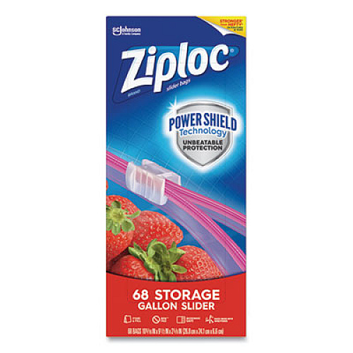 Ziploc SLIDER STORAGE BAGS, 1 GAL, 9.5" X 10.56", CLEAR, 9/CARTON (651305)