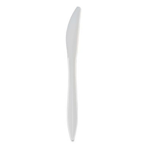 Berkley Square Individually Wrapped Mediumweight Cutlery, Knife, Plastic, White, 1,000/Carton (1101000)