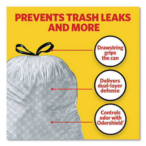Glad FORCEFLEXPLUS ODORSHIELD TALL KITCHEN DRAWSTRING TRASH BAGS, 13 GAL, 0.72 MIL, 23.75" X 25.38", WHITE, 120/BOX (2191432)