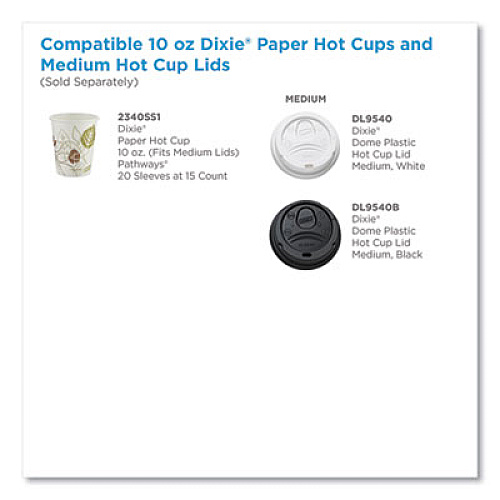 Dixie PATHWAYS PAPER HOT CUPS, 10 OZ, 15/BAG, 20 BAGS/CARTON (24396356)