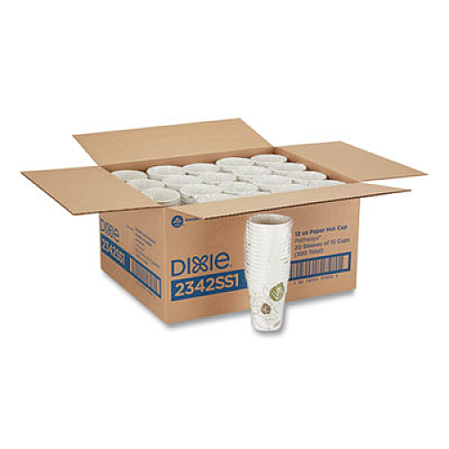 Dixie Pathways Paper Hot Cups, 12 oz, 15/Bag, 20 Bags/Carton (2342SS1)