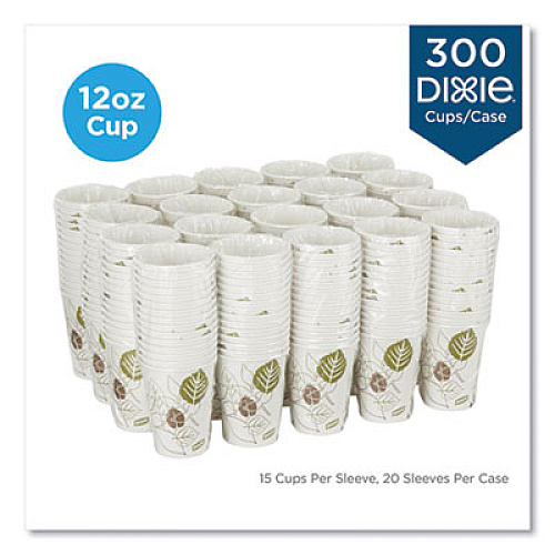 Dixie Pathways Paper Hot Cups, 12 oz, 15/Bag, 20 Bags/Carton (2342SS1)
