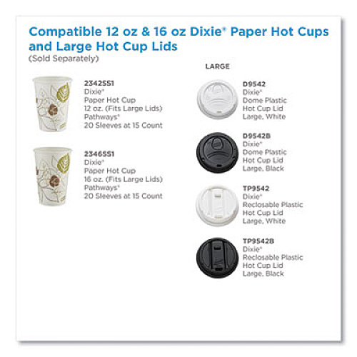 Dixie Pathways Paper Hot Cups, 12 oz, 15/Bag, 20 Bags/Carton (2342SS1)
