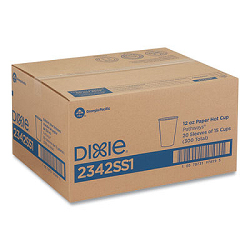 Dixie Pathways Paper Hot Cups, 12 oz, 15/Bag, 20 Bags/Carton (2342SS1)