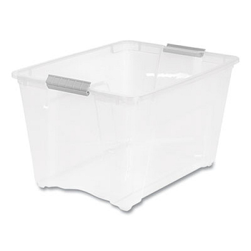 IRIS Stack and Pull Latching Flat Lid Storage Box, 13.5 gal, 22" x 16.5" x 13.03", Clear (100243)