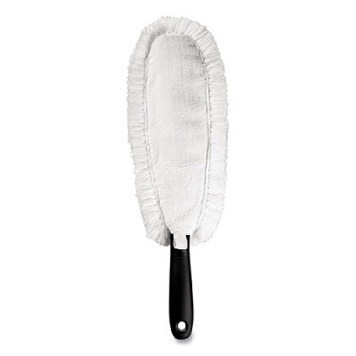 OXO GOOD GRIPS MICROFIBER DUSTER, 4 X 12 ORANGE DUSTER HEAD, 6" BLACK HANDLE (859634)