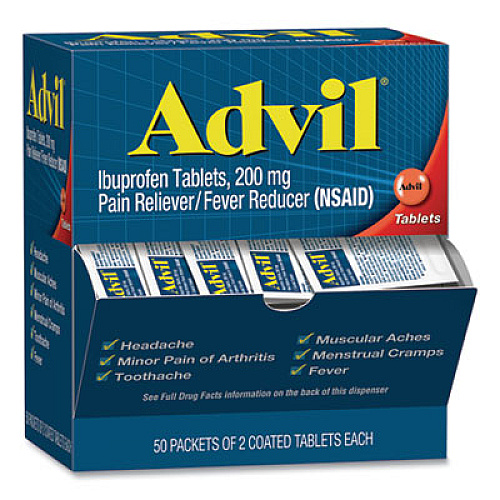 Advil Ibuprofen Tablets, Two-Pack, 50 Packs/Box (BXAVL50BX)
