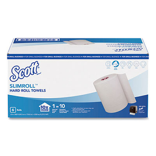 Scott Control Slimroll Towels, 8" x 580 ft, White/Pink Core,Small Business, 6 Rolls/CT (49138)
