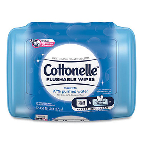 Cottonelle Fresh Care Flushable Cleansing Cloths, White, 3.75 x 5.5, 42/Pack, 8 Packs/CT (36734CT)