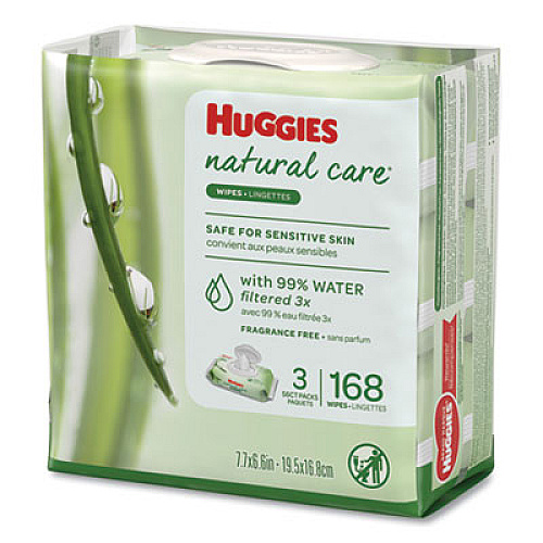 Huggies Natural Care Baby Wipes, Unscented, White, 56/pack, 3-Pack/box (43403PK)