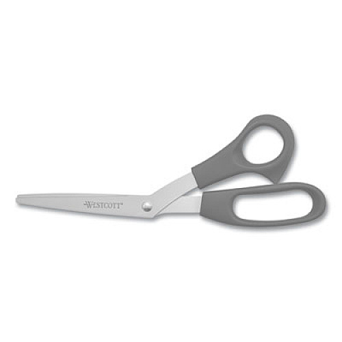 Westcott Value Line Stainless Steel Shears, 8" Long, 3.5" Cut Length, Black Offset Handles, 3/Pack (13402)