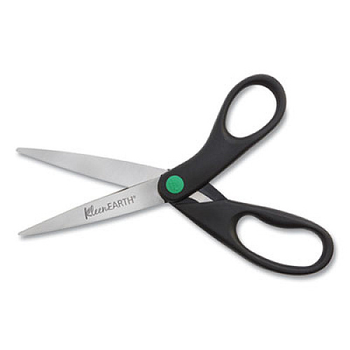 Westcott KleenEarth Scissors, 8" Long, 3.25" Cut Length, Black Straight Handles, 2/Pack (15179)