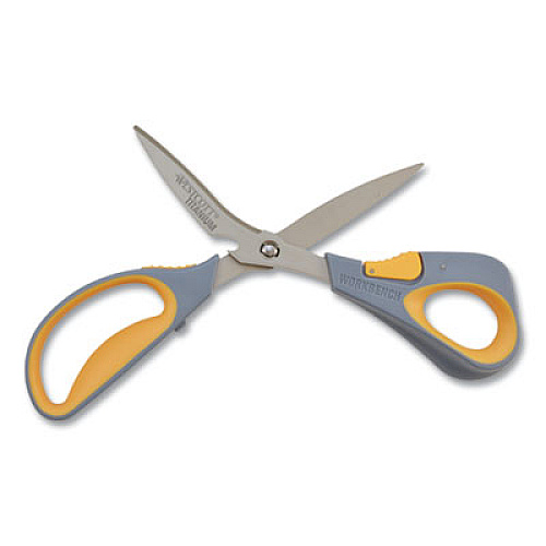 Westcott Titanium Bonded Workbench Shears, 8" Long, 3" Cut Length, Gray/Yellow Offset Handle (16512)