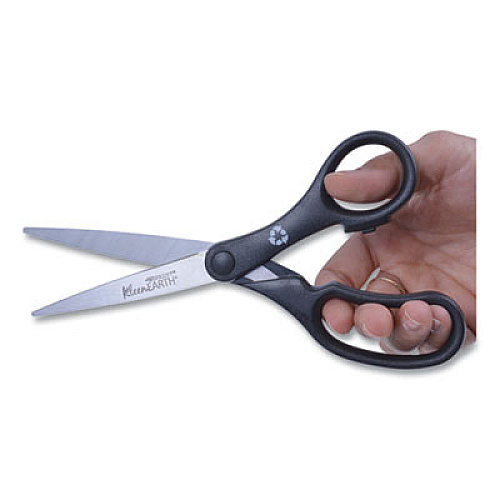 Westcott KleenEarth Basic Plastic Handle Scissors, 8" Long, 3.25" Cut Length, Black Straight Handle (15583)