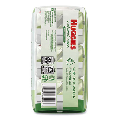 Huggies Natural Care Baby Wipes, Unscented, White, 56/pack, 3-Pack/box, 3 Box/carton (43403)