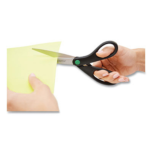 Westcott KleenEarth Scissors, 8" Long, 3.25" Cut Length, Black Straight Handles, 2/Pack (15179)
