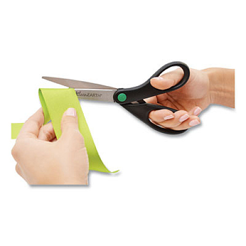 Westcott KleenEarth Scissors, 8" Long, 3.25" Cut Length, Black Straight Handle (41418)