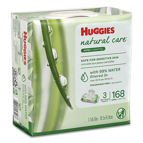 Huggies Natural Care Baby Wipes, Unscented, White, 56/pack, 3-Pack/box (43403PK)