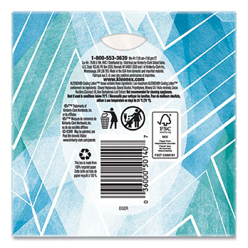 Kleenex COOL TOUCH FACIAL TISSUE, 2-PLY, WHITE, 45 SHEETS/BOX, 27 BOXES/CARTON (50140CT)