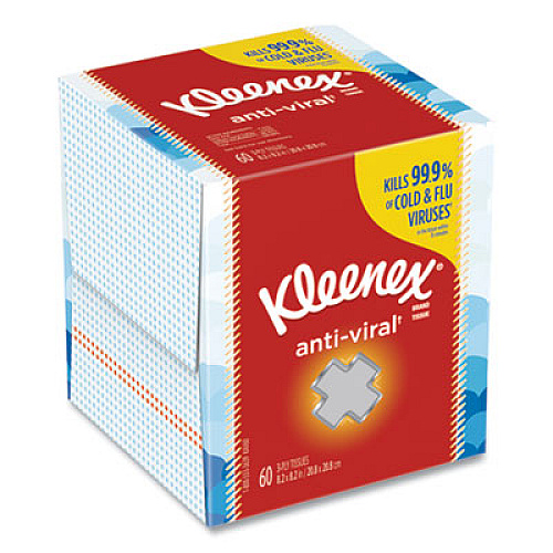 Kleenex Anti-Viral Facial Tissue, 3-Ply, White, 60 Sheets/Box, 27 Boxes/Carton (49978CT)