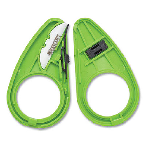 Westcott Compact Safety Ceramic Blade Box Cutter, 2.25", Fixed Blade, Green (16473)