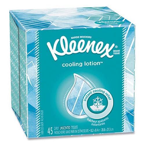Kleenex COOL TOUCH FACIAL TISSUE, 2-PLY, WHITE, 45 SHEETS/BOX, 27 BOXES/CARTON (50140CT)